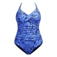 thumbnail image 5 of Women's Two Pieces Plus Size Tankini Set Tummy Control Elastic Waist Straps Bathing Suits Summer Fall Casual Seaside Beach Plus Size Swimsuit,Blue,6XL, 5 of 9