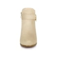 thumbnail image 6 of BLISSFUL STEP Women's Boots Heart Buckle Side Zip Block Heels Ankle Boots Beige 8, 6 of 7