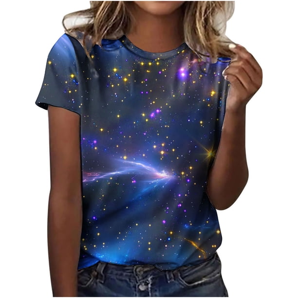 Camisetas Casuales de Mujer Día de San Valentín Impreso Cuello Tripulado Manga Corta, Top de Moda para la Fiesta Y Diario