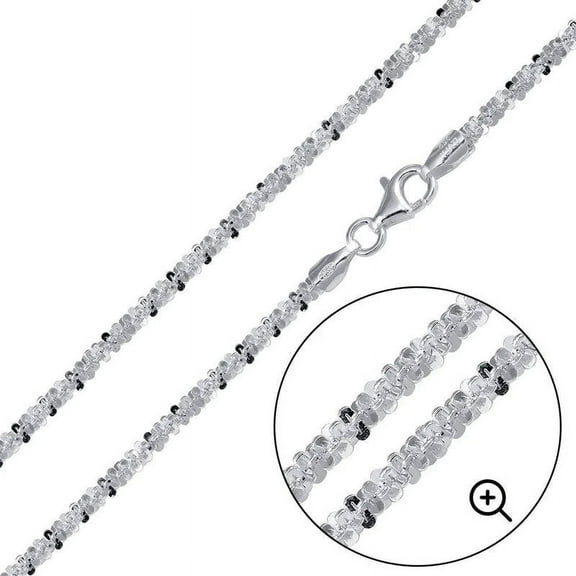 Sterling Silver 925 Criss Cross Roc 040 Sterling Silver Chain 2.4mm Italy 16" Jewelry Female Unisex