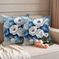 thumbnail image 2 of Blue Spring Floral Outdoor Waterproof Pillow Covers, Vintage Flowers Pastoral Modern Art Decorative Square Throw Pillowcase Sofa Cushion Sham for Patio/Couch/Chair, 16"x16" 2 Pack, 2 of 8