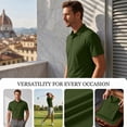 thumbnail image 6 of CCRFTGI Polo Shirts for Men Moisture Wicking Performance Quick Dry Short Sleeve Golf Polos for Men Casual Golf Tennis Summer Tops Plain Pique Shirts Army Green XL, 6 of 9