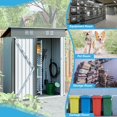 thumbnail image 4 of 5X3 FT Outdoor Storage Shed with Pent Roof and 2 Punched Vents,Galvanized Metal Garden Sheds w/Lockable Doors,Hinged Door & Padlock,for Patio Lawn Backyard Trash Cans Tool,White+Grey, 4 of 14
