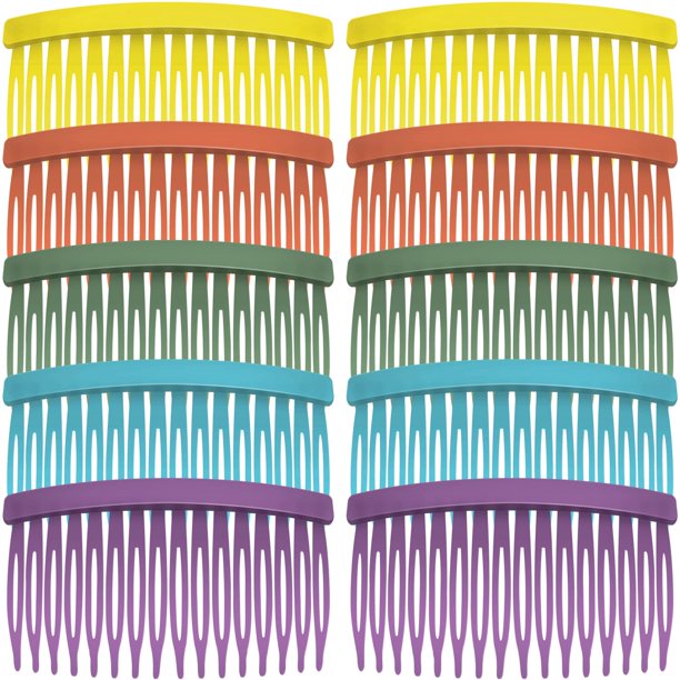 MaryLavender Peine lateral para mujeres y niñas – Juego de 10 piezas multicolor – Material plástico – Perfecto para flequillo y giros franceses – Accesorio para el cabello de mujer