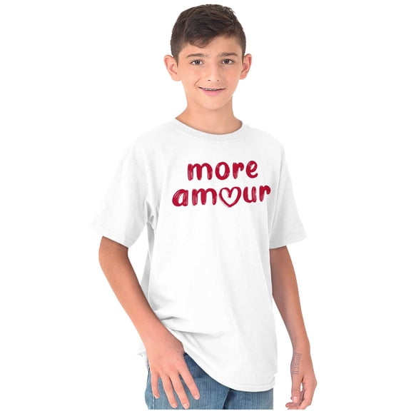 Valentine's Day More Amour Heart Crewneck T Shirts Boy Girl Teen Brisco Brands S