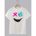 thumbnail image 3 of Camiseta gráfica para hombre con estampado de cara sonriente y ojos cruzados, camisetas informales y cómodas para el verano, ropa para hombre., 3 of 5