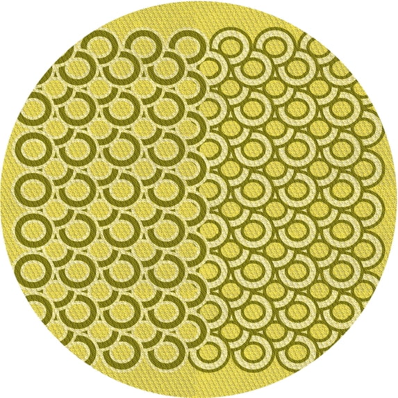 Ahgly Company Indoor Round Patterned Bold Yellow Area Rugs, 8' Round