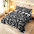 thumbnail image 3 of Homewish Nature Botanical Tree Twin Quilt Set,Vintage Plants Twin Coverlet Set,Black White,Black Reversible,2pcs, 3 of 7