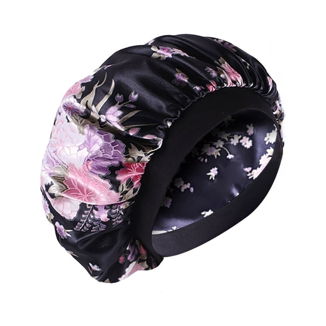 WIFKLSIIPG Large Printed Headband Nightcap Bohemian Turban Hat Satin Shower Cap