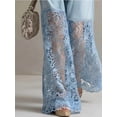 thumbnail image 6 of Zulora Women's High Waisted Wide Leg Denim Jeans Lace Splice Casual Pants with Pockets Zipper, 6 of 9