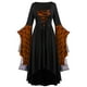 thumbnail image 1 of Vestido largo retro de manga larga con estampado de encaje y calavera de manga larga para mujer Pompotops  hdfakjf8005, 1 of 4