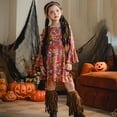 thumbnail image 2 of Kogui Funny Printed Casual Sundress Soft Comfortable Halloween Themed Daily & Party Skirt (Brown, 11-12 Years), 2 of 9