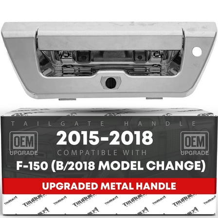 Tailgate Handle Latch Replacement, Upgraded Metal - Compatible with 2015-2018 Ford F-150 - Exterior Tailgate Assembly, All Chrome w/ Keyhole, Camera Hole - OEM FL3Z-9943400-BA-ACHMT, 97692