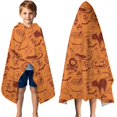 thumbnail image 3 of Halloween Spooky Icons Pattern Hooded Bath Towel，50"x30" for Ages 3 To 12 Kids, Quick Dry Lightweight Soft Microfiber Hood Beach Towel Cover Up for Kids, 3 of 7