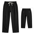 thumbnail image 5 of Jerdar Men's Linen Pants Elastic Waist Drawstring Multi Pockets Straight Leg Solid Color Lightweight Breathable Casual Summer Beach Vacation Trousers, 5 of 7