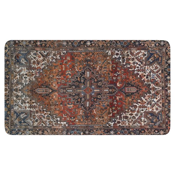 Boho Brown Patterned Carpet Welcome Door Mat Decorative Doormat Farmhouse Low-Profile Floor Rug Switch Mat for Home Indoor Outdoor Decorations 17 X 30 Inch