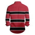 thumbnail image 4 of CharmCyan Men Long Sleeve Button Down Shirt Casual Regular Fit Collared Patchwork Stripe Print Top for Daily Office Wear Red XL, 4 of 4