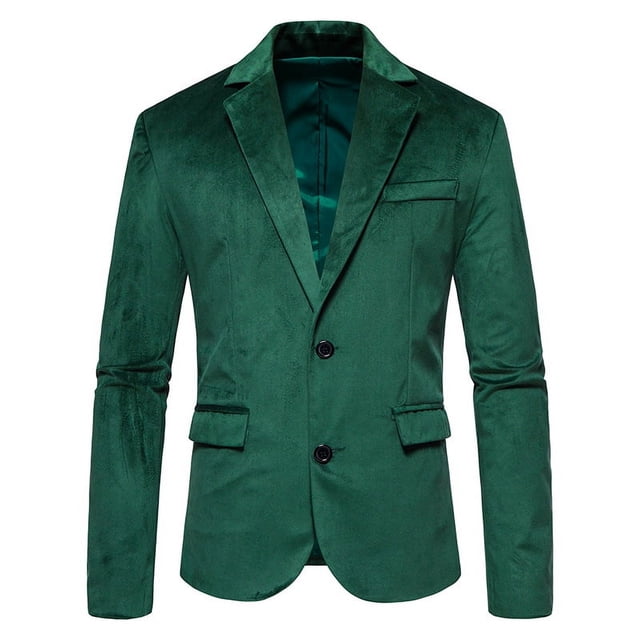 Trendy V-Collar Velvet 2-Button Jacket Suit Wedding Dress Men