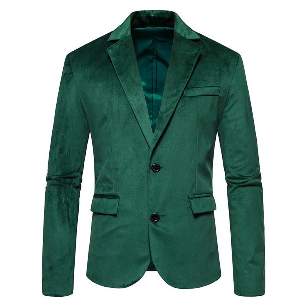Traje de boda con chaqueta de terciopelo de dos botones y cuello en V de moda para hombre
