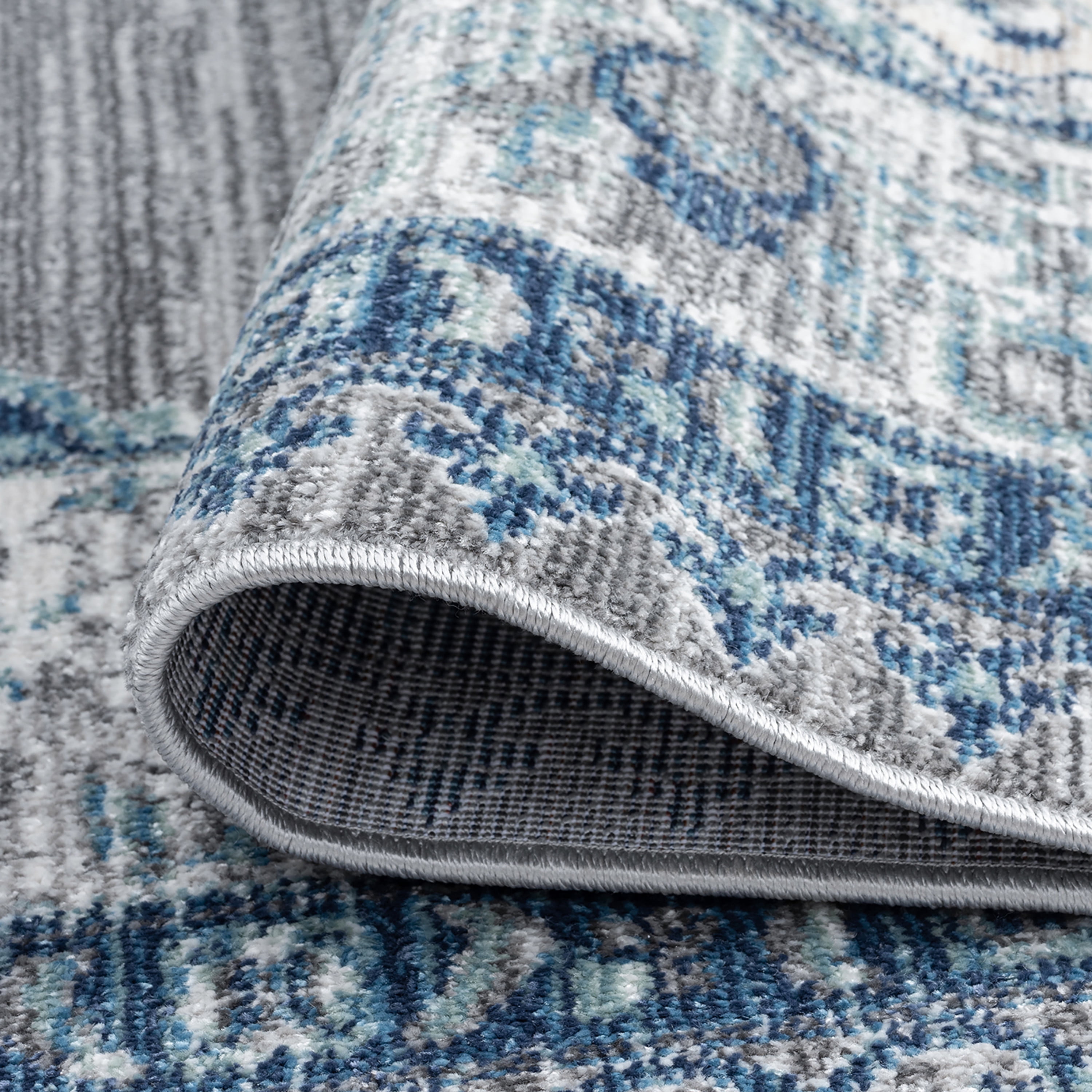 Bliss Rugs Oriental Area Rug, Medallion Indoor Rugs for Living Room, Dining Room, Bedroom | Gray/Blue, 5' x 8' (5'3''x7'3'')
