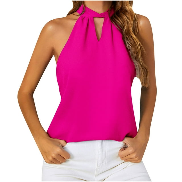 Camiseta Sin Mangas Para Mujer Sin Mangas Cami Tops Moda Casual Erógeno Halter Tie Gasa Camiseta Sin Mangas Blusa Superior Odeerbi ODB159174