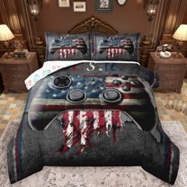 Castle Fairy 3-Piece Full Size Comforter Set - Gamer USA Flag Retro Video Game Print