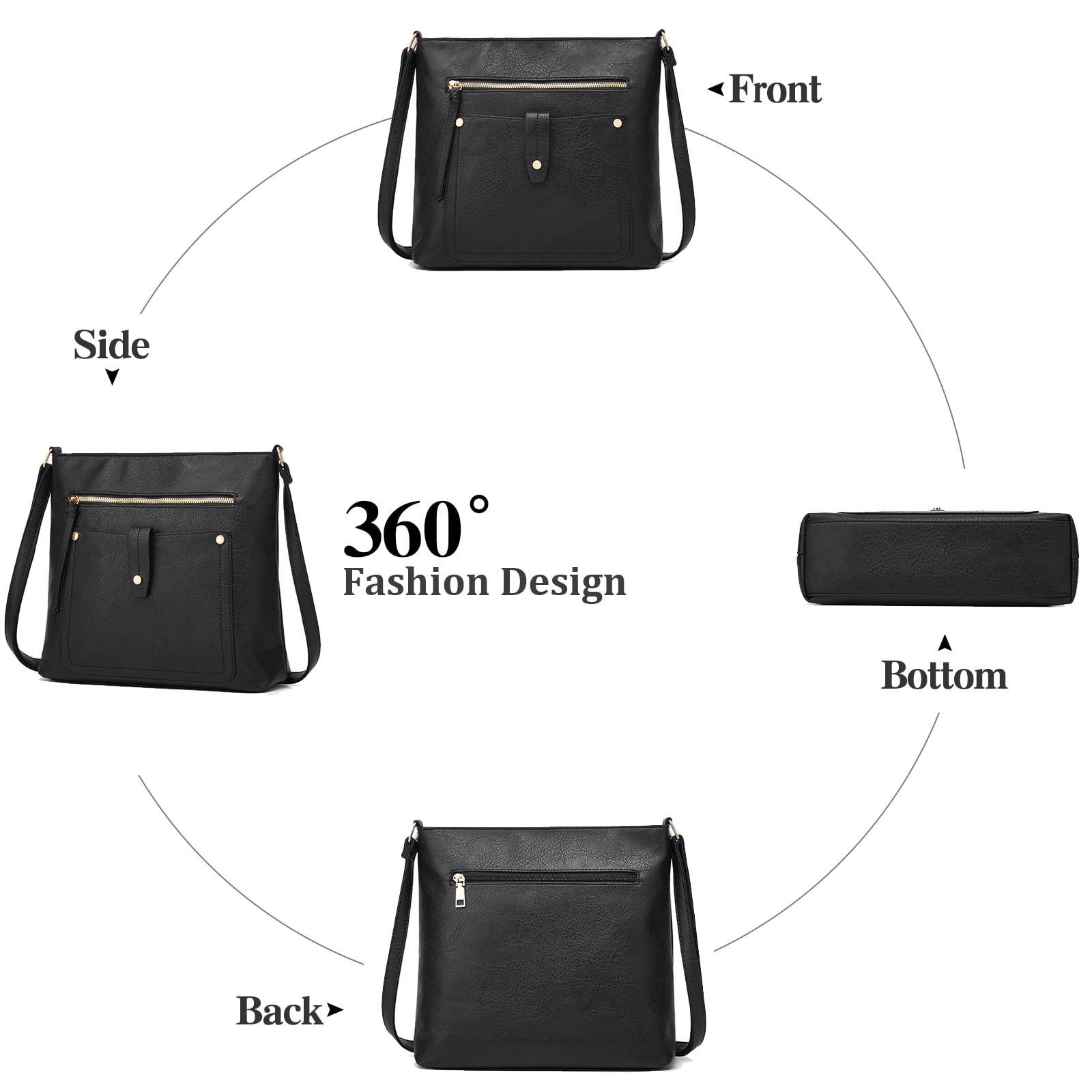 GAEKEAO Hobo Bags for Women Large Leather Purses and Handbags Crossbody Tote Shoulder Bag with Side Pockets Adjustable Strap