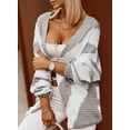 thumbnail image 4 of QWZNDZGR Womens Open Front Long Sleeve Chunky Knit Cardigan Sweaters Loose Outwear Coat, 4 of 8
