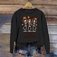 thumbnail image 2 of Solthread Womens Skeleton Sweatshirt Have A Spooky Day Three Dancing Skeletons Graphic Print Casual Crewneck Pullover for Autumn Outings and Halloween Night Graphic Tops, 2 of 4