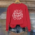 thumbnail image 5 of HOMBOM Red Merry Christmas Sweatshirts for Womens Lightweight Pullover Merry and Bright Merry Christmas Gift Ladies Tops Crewneck, 5 of 6