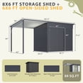 thumbnail image 2 of YODOLLA Outdoor Open-Sided Storage Shed, 8x6 Sheds & Outdoor Storage with 56 Sq. Ft Covered, 2-in-1 Tool Shed with Attached Hardtop Metal Pergola Gazebo, 2 of 8