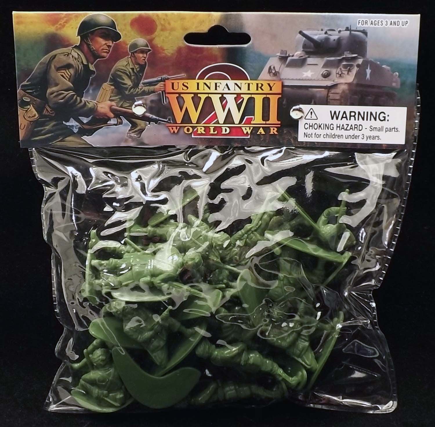 WWII US Infantry Paratroopers 24 Piece Set Green Plastic Toy Soldier