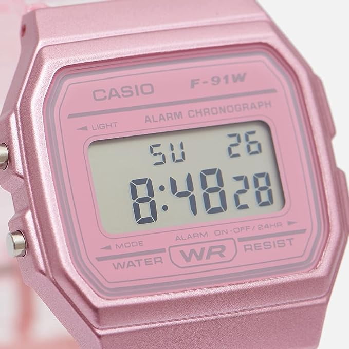 Casio Youth Pink Clear Resin Band Digital F-91ws-4 F91ws-4 Unisex Watch