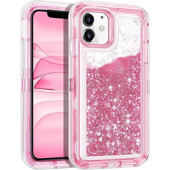 For iPhone 16 Case Glitter Floating Liquid Shiny Quicksand Case for Women Girls Heavy Duty Shockproof Protective Case Hard PC Bumper Soft TPU Cover，Pink
