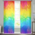 thumbnail image 2 of Rainbow Oil Painting Sheer Curtains 96 Inches Long 2 Panels Set, Window Sheer Curtains for Living Room/Bedroom, Watercolor Colorful Abstract Art Light Filtering Rod Pocket Curtain 52'' x 96'' x 2, 2 of 7