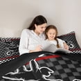 thumbnail image 4 of Feelyou Boys Motorcycle Sports Bedding Comforter Set 7pcs, Extreme Sport Atehlete Queen Bedding Sets, Black White Checkered Buffalo Reversible Queen Sheet Sets, Microfiber Bedroom Decor, 4 of 7