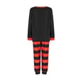 thumbnail image 4 of Christmas Family Pajamas Matching Set Letter Print Long Sleeve Tops and Striped Pants Loungewear Soft Sleepwear, 4 of 9