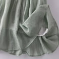 thumbnail image 4 of Usmixi Womens Dresses 3/4 Sleeve Crewneck Solid Casaul Long Summer Dress Tie Waist Ruffle Trim Beach Cotton Linen Dresses Green L Clearance Clothes, 4 of 7