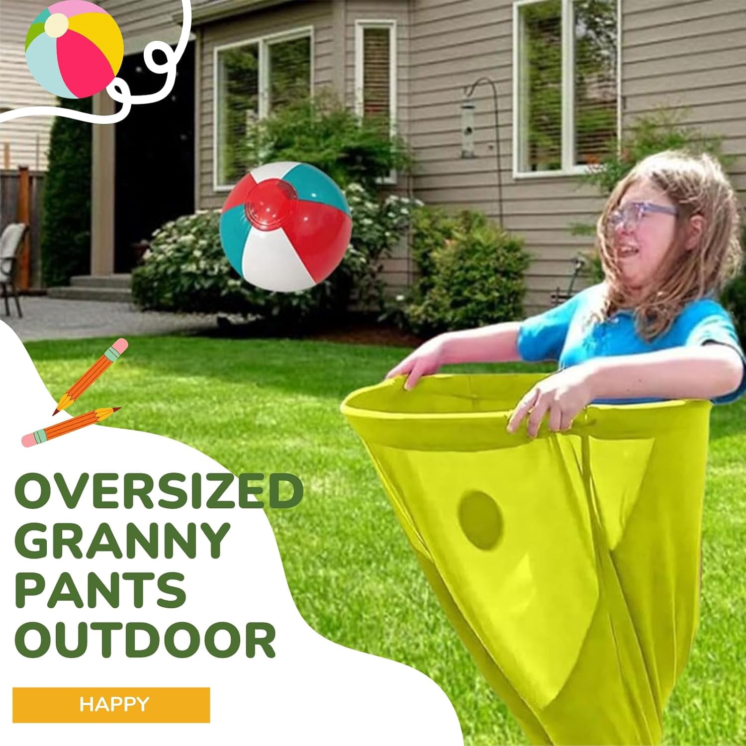 Granny Pants Yard Game Sets for Adults, Giant Granny Pants Outdoor Games with Bouncy Balls & Cones, Super Pant Challenge Game, Family Reunion Party, Backyard Games, Field Day Fun