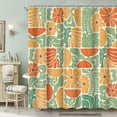 thumbnail image 2 of Boho Abstract Colorful Floral Shower Curtain, Vintage Retro Patchwork Blue Green Flower Botanical Geometric Aesthetic Groovy Bathroom Decor Shower Curtain Set with 12 Hooks, 72X72IN, 2 of 6