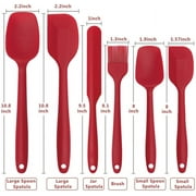 JEEXI Spatula Silicone Cooking Utensil Set - 6 Pack, Food Grade Silicone, 450°F Heat Resistant Rubber Kitchen Gadgets, Seamless One-Piece Design, Non-Stick, Baking, Stirring (Red)