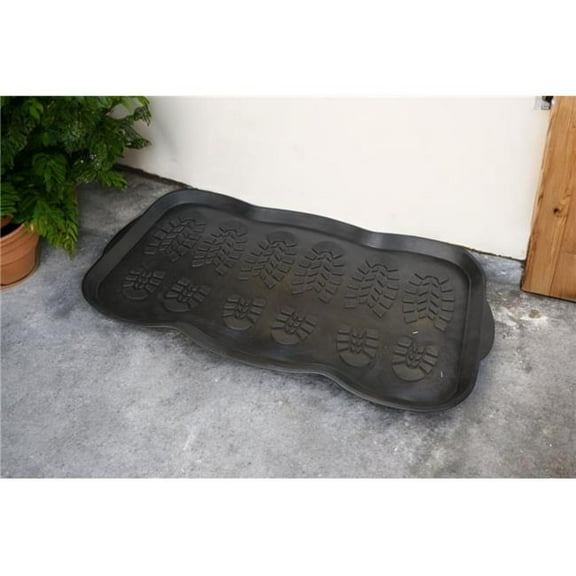 HomeRoots 573983 16 x 32 in. Black Rubber Outdoor Boot Tray