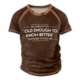 thumbnail image 1 of Men's Raglan T-shirt Retro Short Sleeve Round Neck Letter Printing TopsM, 1 of 3