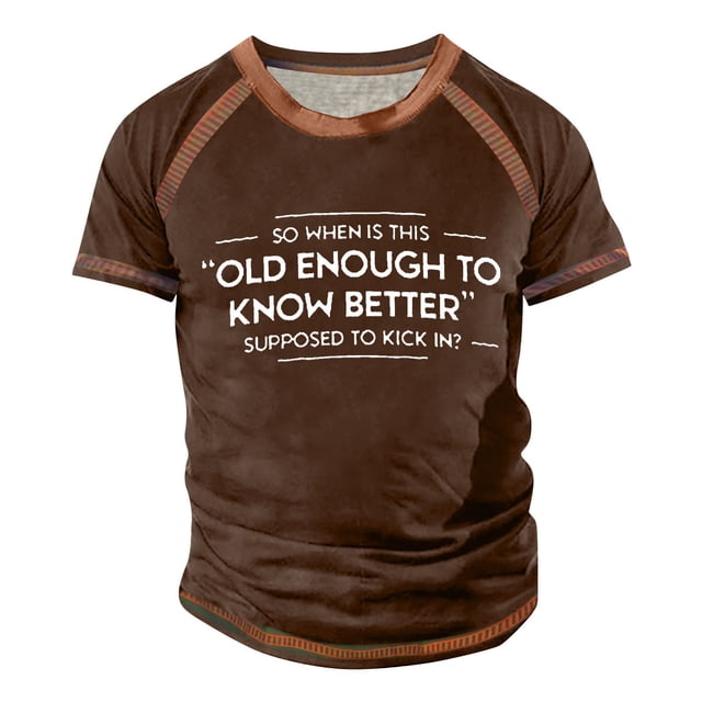 Men's Raglan T-shirt Retro Short Sleeve Round Neck Letter Printing TopsM