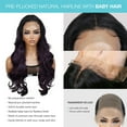 thumbnail image 2 of GLAM21USA HD LACE Front Wig Loose Wave 13X6 Transparent Lace Frontal Wigs 27 Inch Human Hair Blend Pre Plucked Swiss Lace Curly Long Synthetic Wig - Bella (OET1B/PURPLE), 2 of 7