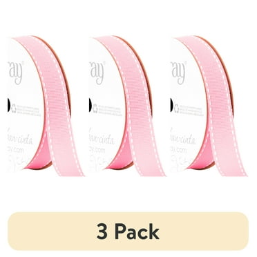 (3 pack) Offray Ribbon, Carnation Pink 5/8 inch Grosgrain Polyester Ribbon, 9 feet
