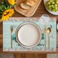 thumbnail image 4 of Easter Placemats Set of 6, Green Truck Rabbit Duck Butterfly Floral Wooden Placemats for Dining Table, Place Mats for Kitchen Tabletop, Waterproof Wipeable Dining Table Mats Set, 4 of 9