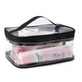 thumbnail image 1 of 2 Bolsa de cosméticos transparente, bolso impermeable, bolsa de viaje portátil para cosméticos, bolsa de almacenamiento con doble cremallera (negro), 1 of 4