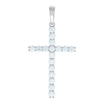 925 Sterling Silver Mens Cubic Zirconia Cross Religious Charm Pendant 58.8x30.6mm Wide Necklace for Men
