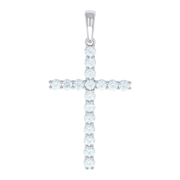 925 Sterling Silver Mens Cubic Zirconia Cross Religious Charm Pendant 58.8x30.6mm Wide Necklace for Men
